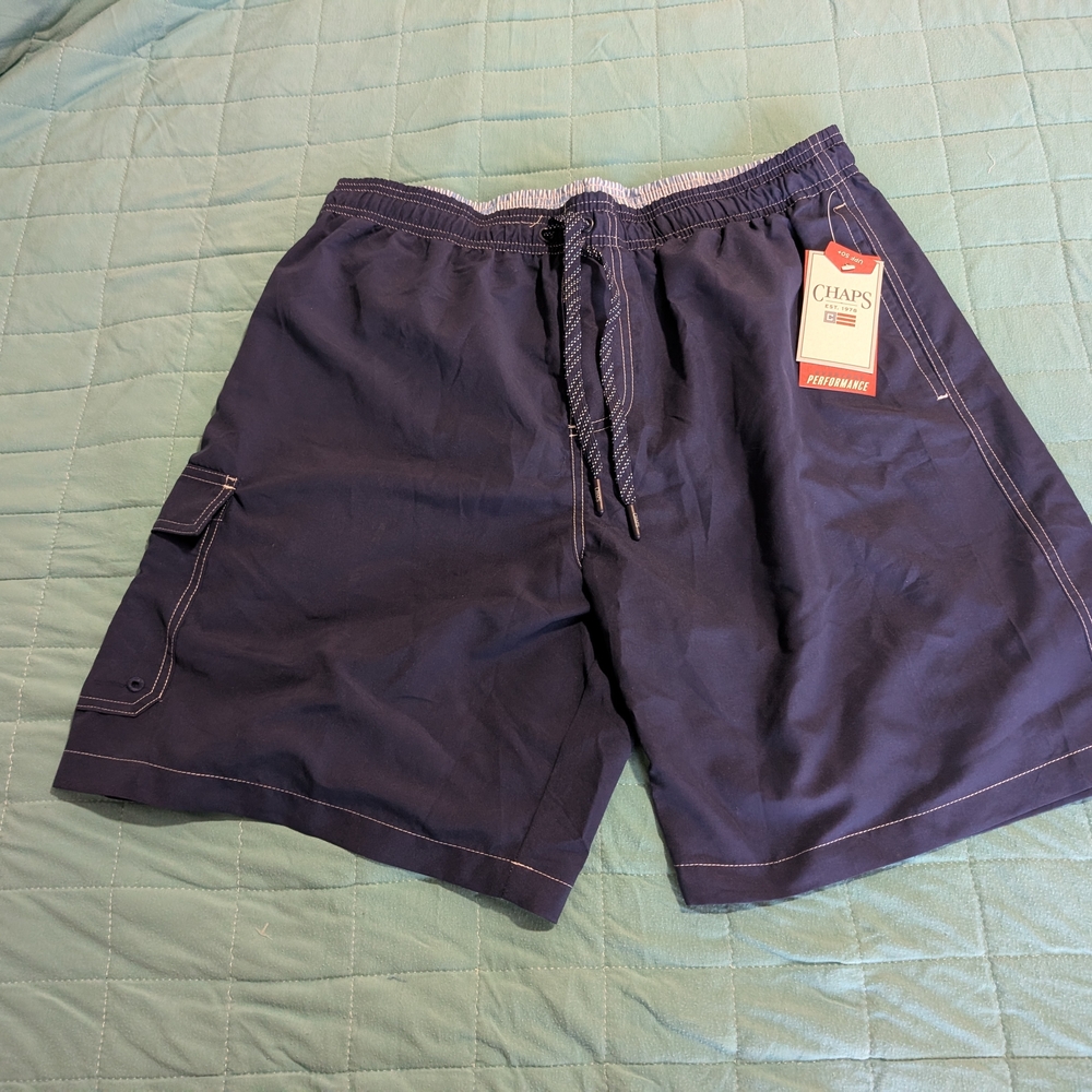 Chaps Navy Drawstring Swim/Board Shorts